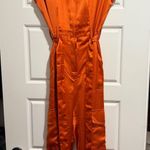 Rachel Zoe  Burnt Orange Satin Utility Jumpsuit Photo 0