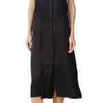 Paco Rabanne Black Eyelet Sleeve MIDI Button front dress sz 34 US 2 Blue Photo 0