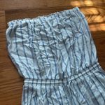 Forever 21  White with Light Blue Vertical Stripes Strapless Jumpsuit Size Medium Photo 0