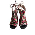 Betsey Johnson Rexie Rose Print Floral Lace Back Heels Size 8 Photo 1