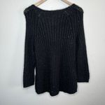 Anthropologie Knitted and Knotted Black Cable Knit Sequin Sweater L Photo 6