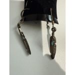 VINTAGE SOUTHWESTERN THEMED‎ SILVER TONE TURQUOISE DROP DANGLE EARRINGS Blue Photo 2