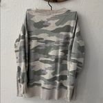 Aerie  Side Slit Oversized Camo Pullover Sweater Small Green Beige Gray Photo 4