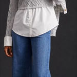 Anthropologie Maeve Cable-Knit Layered Sweater Gray Photo 0