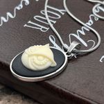 Owl Cameo Necklace Stainless Steel Pendant Black White 20” Photo 8
