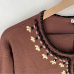 Carducci Mocha Brown Floral Embroidered Rhinestone Button Front Cardigan NWT‎ 3X Photo 3