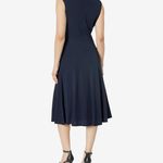 Ralph Lauren NWT Size 12  Twist Front Jersey Dress Sleeveless Navy Blue Midi New Photo 1