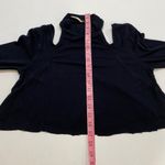 Free People  Cutout Mock Neck Long Sleeve Top Black Size L (Cropped Raw Hem) Photo 4