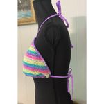NoBo Crochet Rainbow Triangle String Bikini top Large (11/13) Festival‎ Dopamine Purple Photo 1