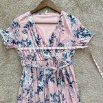 Pinkblush Maternity Pink and Blue Floral High Low Wrap Dress Photo 8