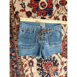 Mudd Lace-Up Denim Jean Shorts Y2K Low Rise Distressed Cutoff Festival Photo 3