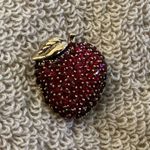 Monet Vintage  Gorgeous Brooch So Sparkly Red Rhinestone Apple Photo 3