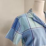 Vintage Y2K Cabin Creek Blue Plaid Button Down Shirt Cropped Short Sleeve PL Size L Photo 1