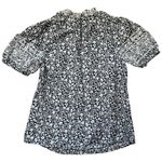 Boden Blouse Size 4 Black White Ditsy Floral Peasant Top Ruffle Eyelet Cottage Photo 1