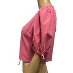 Free People  Pink Kitty Tee Cropped Puff Short Sleeve Tie Front Top Womens Small Photo 5