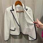 Tahari Cute white black trim reverse tuxedo chunky button blazer pockets rose Photo 8