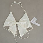 Bershka NWT!  White Bow Tie Open Back Top Size S Photo 0