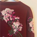 Gucci  M Burgundy Floral Wool Knit Crewneck Sweater Photo 9
