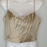 ZARA Gold Cropped Satin Boned Shell Soft Cami Women's Small Chic Elegant Preppy Photo 0