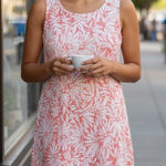 Perceptions  Orange and White Leaf Print Lace lined Dress Photo 0