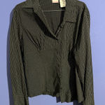 No Boundaries  Black and White Striped Button Down Shirt Glitter Y2K VTG Junior Photo 0