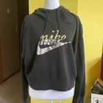 Nike Women's Black Gold Silver Logo Cropped Hoodie L Photo 1