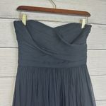 J.Crew 100% Silk Chiffon Strapless Dress Arabelle Navy Blue Mini Cocktail Sz 4P Photo 3