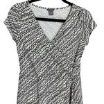 Ann Taylor Wavy Print Faux Wrap Career Work Office Wear Dress Black White Size 2 Photo 3