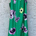 J.Crew NWT  Size 4 100% Silk Tropical Green High Neck Knne length dress Photo 6