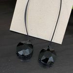 Black CZ Stone Slip on Hook Drop Earrings Photo 5