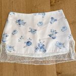 Danielle Guizio GUIZIO Mini Skirt Lace Floral Sweet Rose Size M Ivory Blue Photo 0