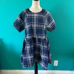 Hill House Adeline Mini Dress Blue Plaid Tiered Cotton Puff Sleeve A-Line Sz XS Photo 2