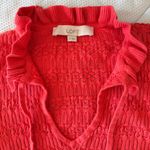 Loft Ann Taylor Short Sleeve Petite Pointelle Tie Neck Knit Sweater Blouse Small Photo 2