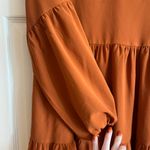 Tunic Dress V Neck Loose Flowy Swing Shift Mini Dress Orange Photo 1