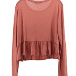 Emory park NEW  Blush Pink Long‎ Sleeve Ruffle Hem Flirty Comfy Top Size L Photo 3