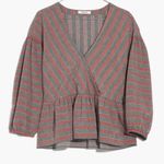 Madewell  Striped Bubble-Sleeve Peplum Top large Photo 3