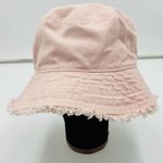 Light Pink Fringed Cotton Bucket Sun Beach Hat One Size Drawstring Photo 0