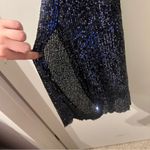 ZARA NWT NAVY BLUE SEQUIN BODYCON COWEL NECK MAXI DRESS WITH SLIT XS Photo 6