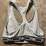 PINK - Victoria's Secret Victorias Secret Pink Sports Bra Womens Medium Gray Racer Back Spellout Band Photo 2