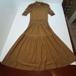 Nation Ltd Fabiana Easy Victorian Midi Dress Womens Size Medium Brown Drop Waist Photo 7