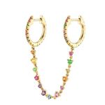14K Gold Filled Colorful Zircon Dangle Hoop Earring. Pink Photo 0