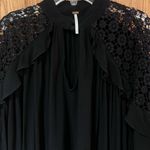 Free People Little Bit Of Love Crochet Lace Ruffle Keyhole Blouse Black Size XS Photo 9