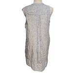 Quince  Size M 100% European Linen Sleeveless Swing Dress Blue Pinstripe Photo 4