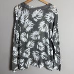J.Jill Linen Palm Leaf Print Sweater Pullover Women's Medium Green Tropical Photo 6