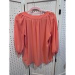 Ezra  Coral Peach Flowy Dolman Sleeve‎ V Neck Blouse Top Size L Photo 6