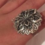 Anthropologie Silver Flower Metal Ring Photo 3