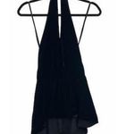 Free People ‎ Women's Black Asymmetrical Hem Open Back Velvet Halter Top Size XS Photo 0