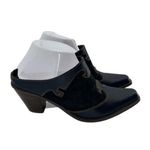 Vintage western mules clogs blue suede heeled studded 8 leather concert rodeo Photo 3