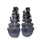 Marc Fisher Gladiator Sandals Womens 8 Blue Gold Studded Ankle Strap Zipper Back Photo 2