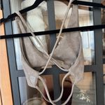 CSB sierra fade crop top sports bra criss cross open back thin straps latte Tan Size XS Photo 2